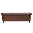 thumbnail image 3 of 3 Seater Sofa Couch, 84" PU Rolled Arm Three Seater Sofa Button Tufted Couch with Channel Tufted Seat Back, Upholstered Leather Sofa Chesterfield PU Faux Settee for Living Room, Dark Brown, 3 of 7