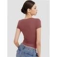 thumbnail image 2 of Womens Basic Scoop Neck Short Sleeve T Shirt Slim Fit Tee Summer Going Out Crop Tops Tight Sexy Shirts, 2 of 6
