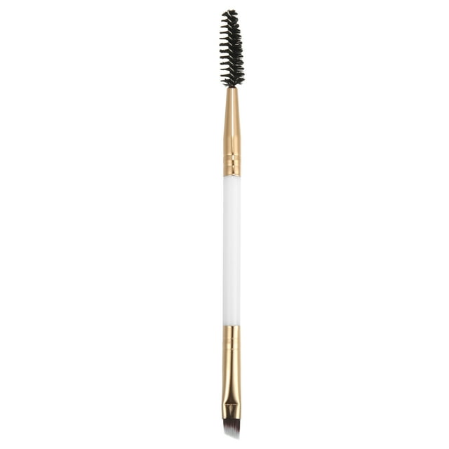 1 Uds Cepillo de cejas suave de doble cara para mujer, cepillo de cejas en ángulo, cepillo de extensión de pestañas para maquillaje de ojos, tono dorado blanco