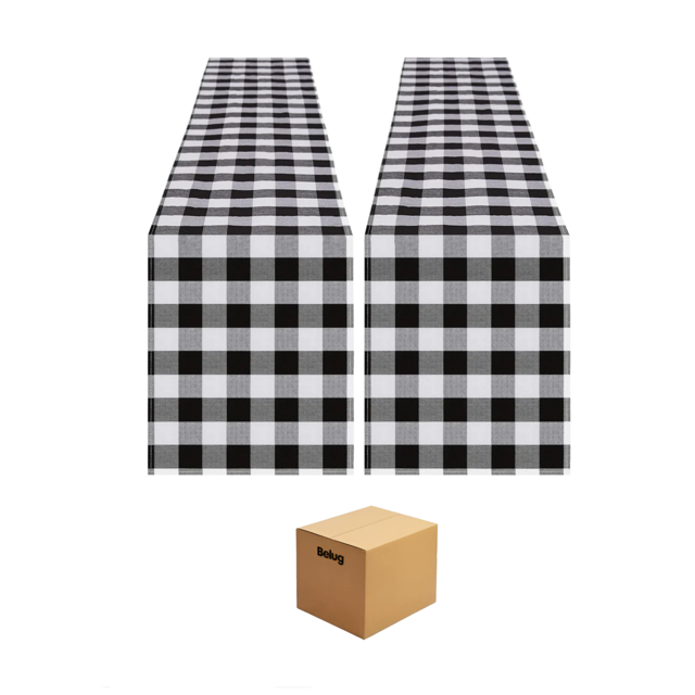 Caminos de mesa A Cuadros Para Decoración Belug Blanco, Negro