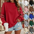 thumbnail image 2 of larppty Christmas Sweatshirts Women Christmas Light Sweaters Merry and Bright Long Sleeve Shirts Crewneck Pullover Tops (Dark Gray, S), 2 of 9