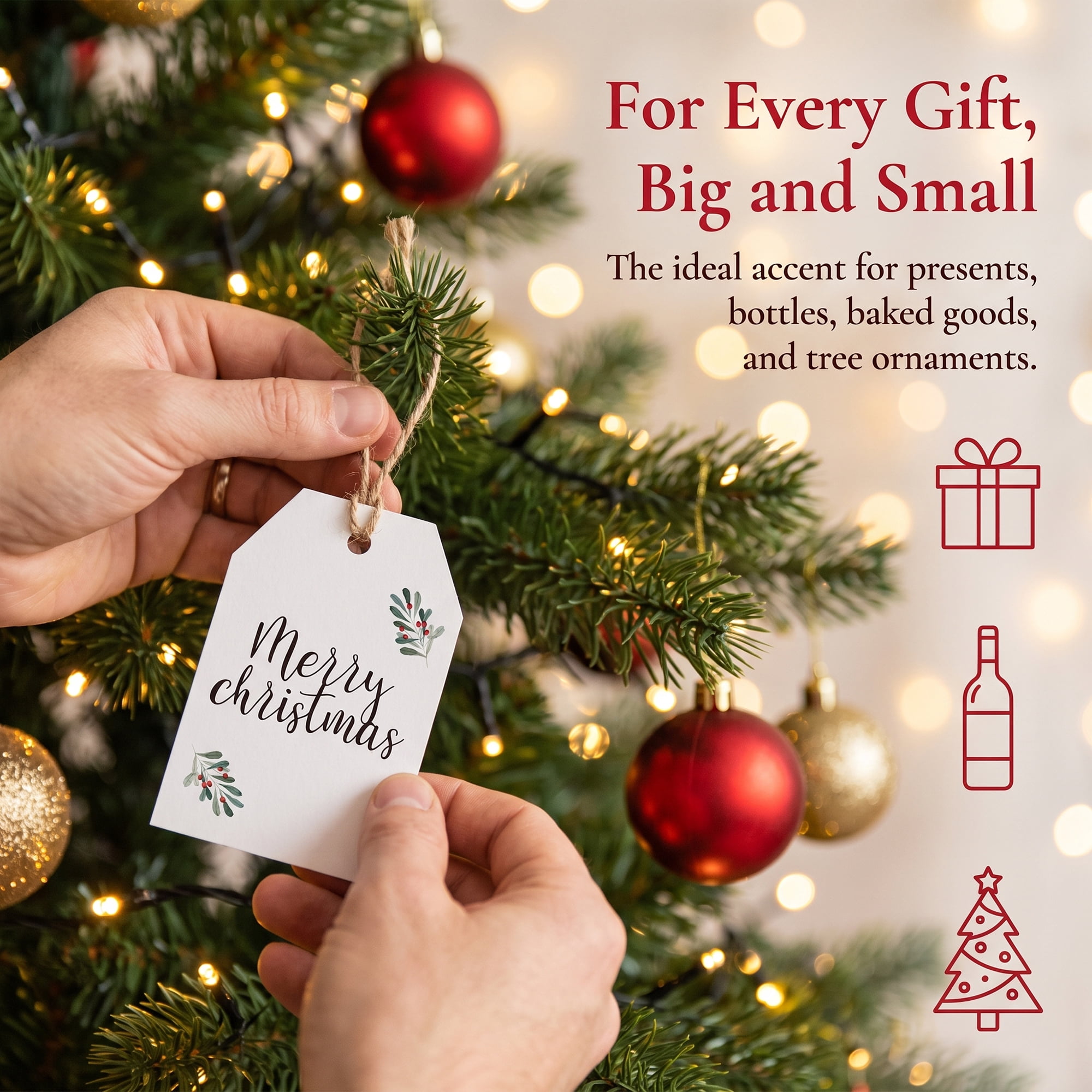 Unique Bargains 100Pcs Thick Gift Wrapping Tags with Twine White 2" x 3.1"