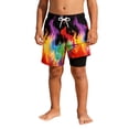 thumbnail image 4 of FYDUU Boys Swim Trunks Printed Casual Beach Shorts Summer Swim Shorts with Liner Comfort Fit Elastic Waistband Bathing Suit for Kids Trendy Trousers 9-10 Years, 4 of 4