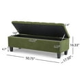 thumbnail image 4 of Storage Ottoman Bench with Green Boucle Surface & Rubber Wood Legs - 300 lbs Capacity, Multi-Function Seating & Hidden Storage for Living Room or Bedroom, 4 of 9