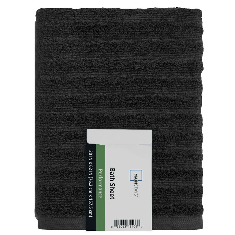 Mainstays Performance Bath Sheet, Textured Black photo 8