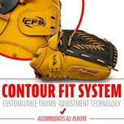 Franklin Sports Field Master Baseball + Softball Glove, 13 in, Black/Tan, Right Hand Throw