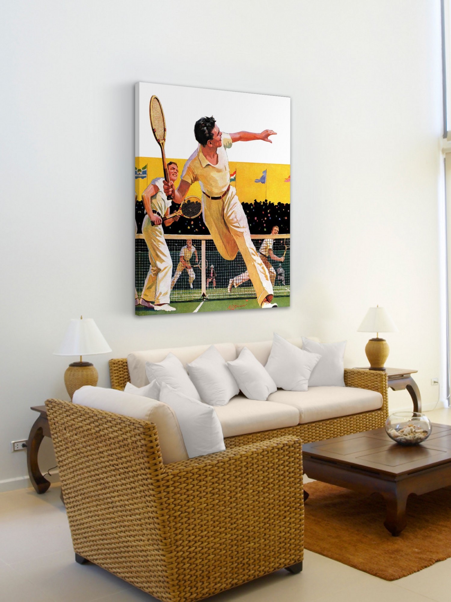 Marmont Hill Doubles Tennis Match by Maurice Bower Painting Print on Canvas