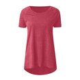 thumbnail image 4 of KkSLirnhs Womens Shirts Plus Size 5x Women's Summer Solid Round Neck Loose Short Sleeve Tops T-shirt Blouse Pink S, 4 of 5