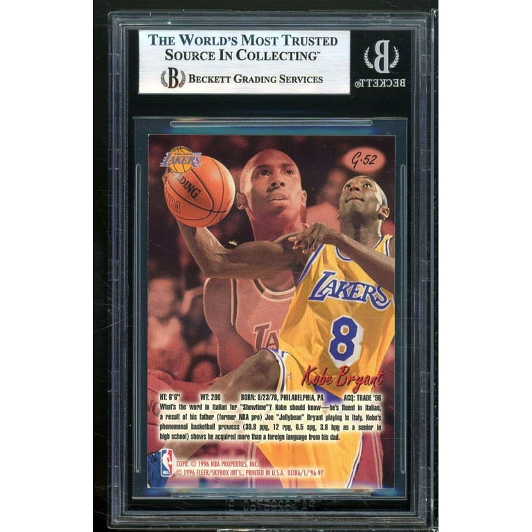 Kobe Bryant Rookie Card 1996-97 Ultra Gold Medallion #G52 Kobe Bryant Rookie Card 1996-97 Ultra Gold Medallion #G52