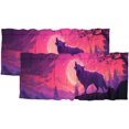 thumbnail image 1 of Cortinas de cocina con diseño de lobo, animales salvajes aullando bajo la luna, cielo estrellado morado, tratamiento de ventana para sala de estar, dormitorio, baño, 54 x 18 pulgadas, 2 paneles, 1 of 6