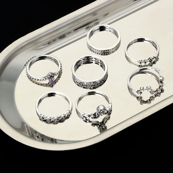 HONITANO 10Pcs Rings Set Silver Alloy Accessory for Women Engagement