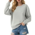 thumbnail image 2 of Basic Sweatshirts for Women 2025 Long Sleeve Crewneck Casual Oversized Plain Sweatshirt Pullover Tops, 2 of 5