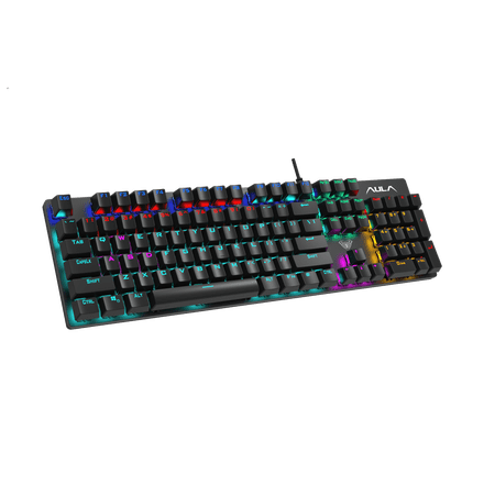 AULA S2016 Mechanical Gaming Keyboard 104 Keys Anti-Ghosting USB Wired Hybrid RGB Backlit Keyboard for Gamer Laptop Desktop Blue Switch(Black)