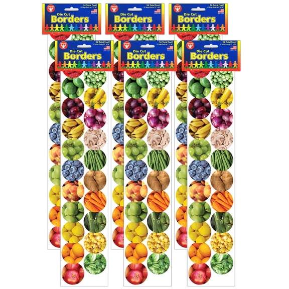 Hygloss Fruits And Veggies Border, 36 Feet Per Pack, 6 Packs