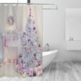 thumbnail image 2 of Christmas Fabric Shower Curtains for Bathroom, Christmas Tree with Pink Balls Xmas Gifts Fireplace Shower Curtain Set with 12 Hooks, Winter Holiday Decorative Gray Bathroom Curtains, 72x72 Inch, 2 of 7