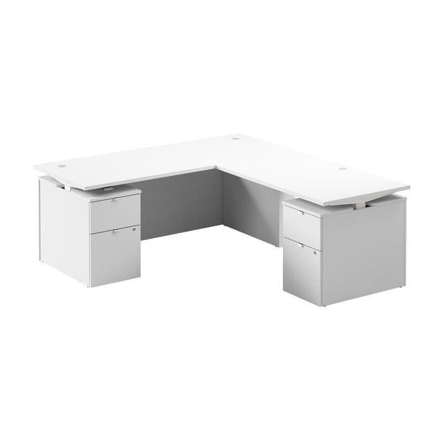 Bureau en L Debout Stratus 72W avec Tiroirs, Blanc - Bois d'Ingénierie