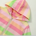 thumbnail image 6 of FAOWME Fall Girls Cute Zipper Pocket Rainbow Strip Hooded Jacket Green 2-3 Years, 6 of 8