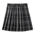 thumbnail image 4 of Yuanlong Womens A-Line Mini Skirts Black & Gray Fine Plaid Pleated High Waist Skirt Minimalist Modern Spring Wear Skirts, 4 of 4