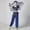 Blue, variant on Girls Long Sleeve Sequin Top and Cuffed Pants Set Elastic Waist with Accessories Fall Winter Dance Performance Outfit(Red#2,9-11 Years)