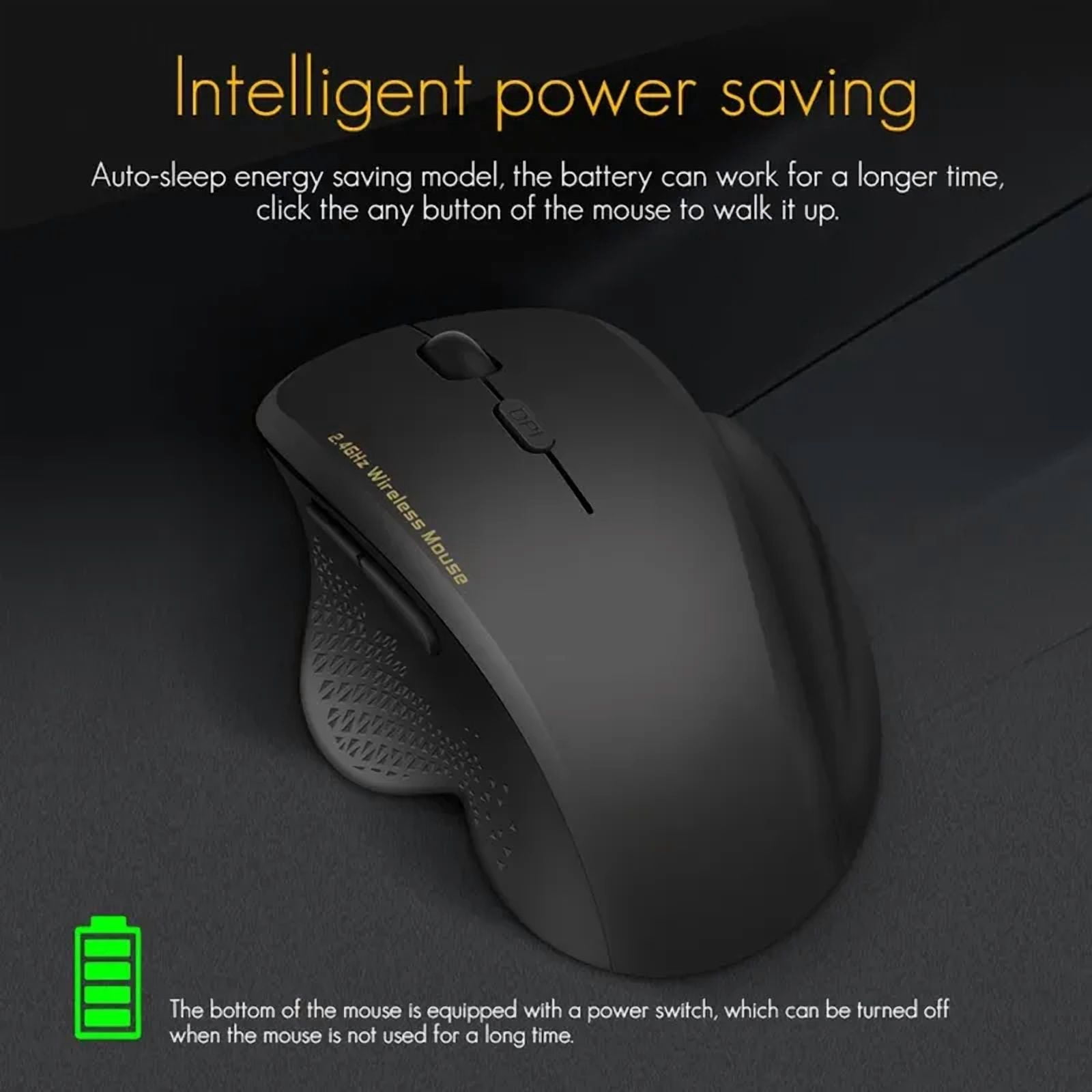 Wireless Gaming Mouse 2.4G Ergonomic Cordless Mouse with USB Receiver Computer Mouse with 6 Buttons for Laptop PC Computer