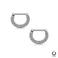 thumbnail image 2 of Nipple Rings Clickers Ion Plated 16ga or 14ga with Double Paved Crystals 1 Pair, 2 of 11