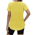 thumbnail image 3 of Razzly Women's Summer Casual Loose Fit Short Sleeve Round Neck Plain Color T Shirt Comfortable Breathable Fashion Top For Daily Wear Womens Summer Tunics Athletic Long Sleeve Shirt Women(Yellow,M), 3 of 6