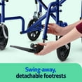 thumbnail image 3 of Medline Transport Wheelchair with Permanent Full-Length Arms and Handbrake, Lightweight, Swing-Away Footrests, 300 lb Capacity, Blue, 3 of 6