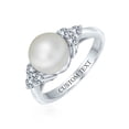 thumbnail image 5 of Bling Jewelry Womens Bridal CZ Halo Pearl Cocktail Statement Ring in Sterling Silver Solitaire Style, 5 of 6