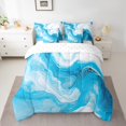 thumbnail image 2 of YST Blue White Marble Comforter Set, 7-Piece, Abstract Aesthetic, Full Size, 2 of 4