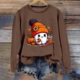 thumbnail image 2 of XIAONU Womens Sweatshirts Halloween Ghost Print Hoodless Sweatshirt Long Sleeve Round Neck Peasure Pullover Hoodless Sweatshirt, 2 of 4
