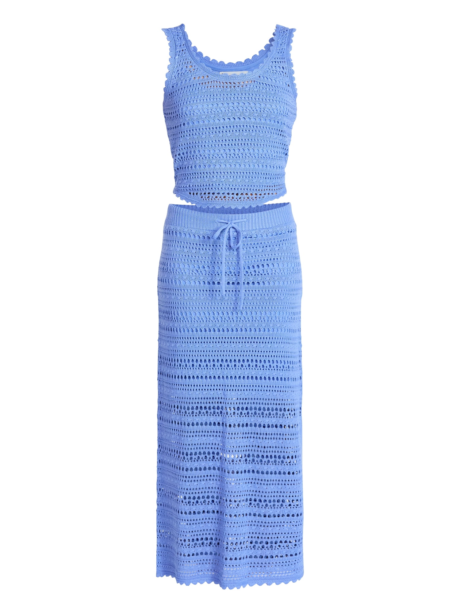 No Boundaries Cotton Pointelle Tank Top and Maxi Skirt Set, 2-Piece, Women’s XXS-XXL