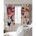 thumbnail image 4 of Flowers Butterfly Kitchen Curtains Vintage Rustic Ombre Spring Floral Cafe Short Curtains for Bathroom Blackout Window Curtain Small Window Treatment Drapes for Bedroom Living Room 27.5"x39"x2, 4 of 9