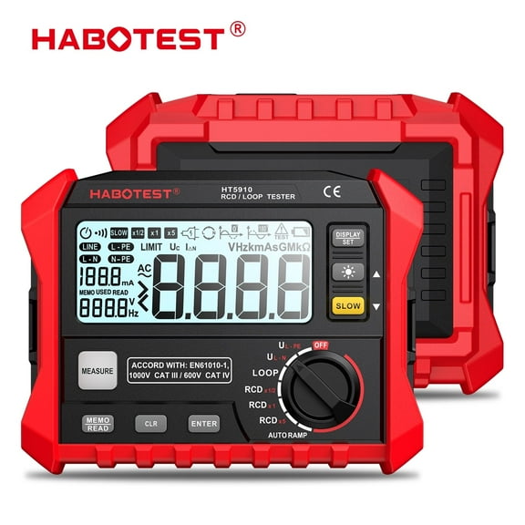 HABOTEST Auto Resistance Meter Voltmeter,600V LCD Digital Leakage Switch Tester for RCD/Loop Testing