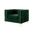 thumbnail image 3 of Inspired Home Sania Velvet Club Chair- Tufted Nailhead Trim Gold Legs, Hunter Green, 3 of 9