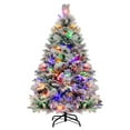 thumbnail image 1 of Costway 4.5 FT Pre-Lit Snow Flocked Christmas Tree Hinged Xmas Tree with 8 Modes 160 Lights, 1 of 10