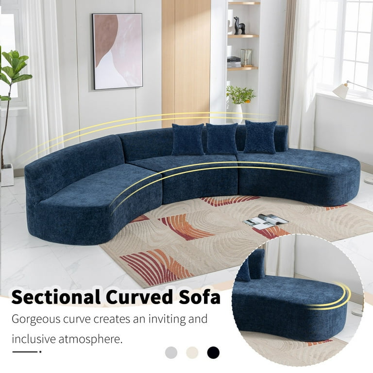 Cloud Couch 136.6 Oversized Modular Sectional Sofa with 3 Pillows and No Leg Design Chenille Comfy Deep Seat Sofa for Game Room 660LBS Weight Capacity Blue Walmart