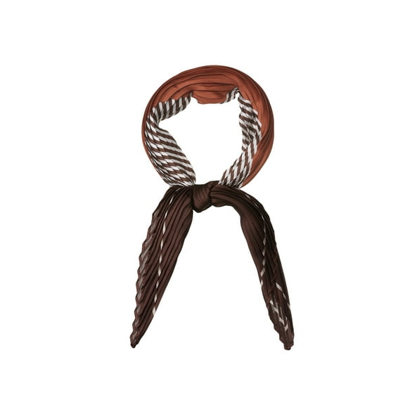 INSPIRE CHIC Women's Contrast Color Stripe Pleated Rhombus Scarf Neck Scarves Neckerchief Brown
