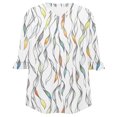thumbnail image 5 of YUGYXL Color Block Knit Top for Women V Neck 3/4 Sleeve Blouses Casual Loose Fit Fall Winter Tunic Pullover A White XXL, 5 of 7