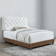 thumbnail image 4 of Tufted Bed Frame, Queen Size, Velvet, Wood, Walnut White, Modern Contemporary Urban Design, Box Spring Required, 4 of 5