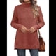thumbnail image 2 of Tops Tipo Túnica para Mujer, Cuello Alto, Larga, Suéteres Oversize de Otoño, Abertura Lateral, Dobladillo Alto-Bajo Rojo Anaranjado Oscuro S, 2 of 5