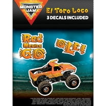 Monster Jam El Toro Loco Decals - Set of 3 Orange Monster Truck "Red Means Go" "Ole!" Vinyl Stickers for Car, Water Bottle, Laptop, Luggage, Toy Truck