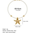 thumbnail image 2 of PISONIC 18K Gold Plated Stainless Steel Rope Cord Necklace for Women, Inlaid Imitation Pearl Ocean Pendant Choker with Starfish, Scallop, Conch & Heart Charms, Beach Vacation Collarbone Jewelry, 2 of 5