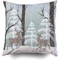 thumbnail image 5 of Christmas Decorative Square Set of 2 Pillow Case Covers with Zippered 20X20 Pillowcse Throw Cover Cushion,Landscape Deers Snow Tree,Ivory Gold, 5 of 7