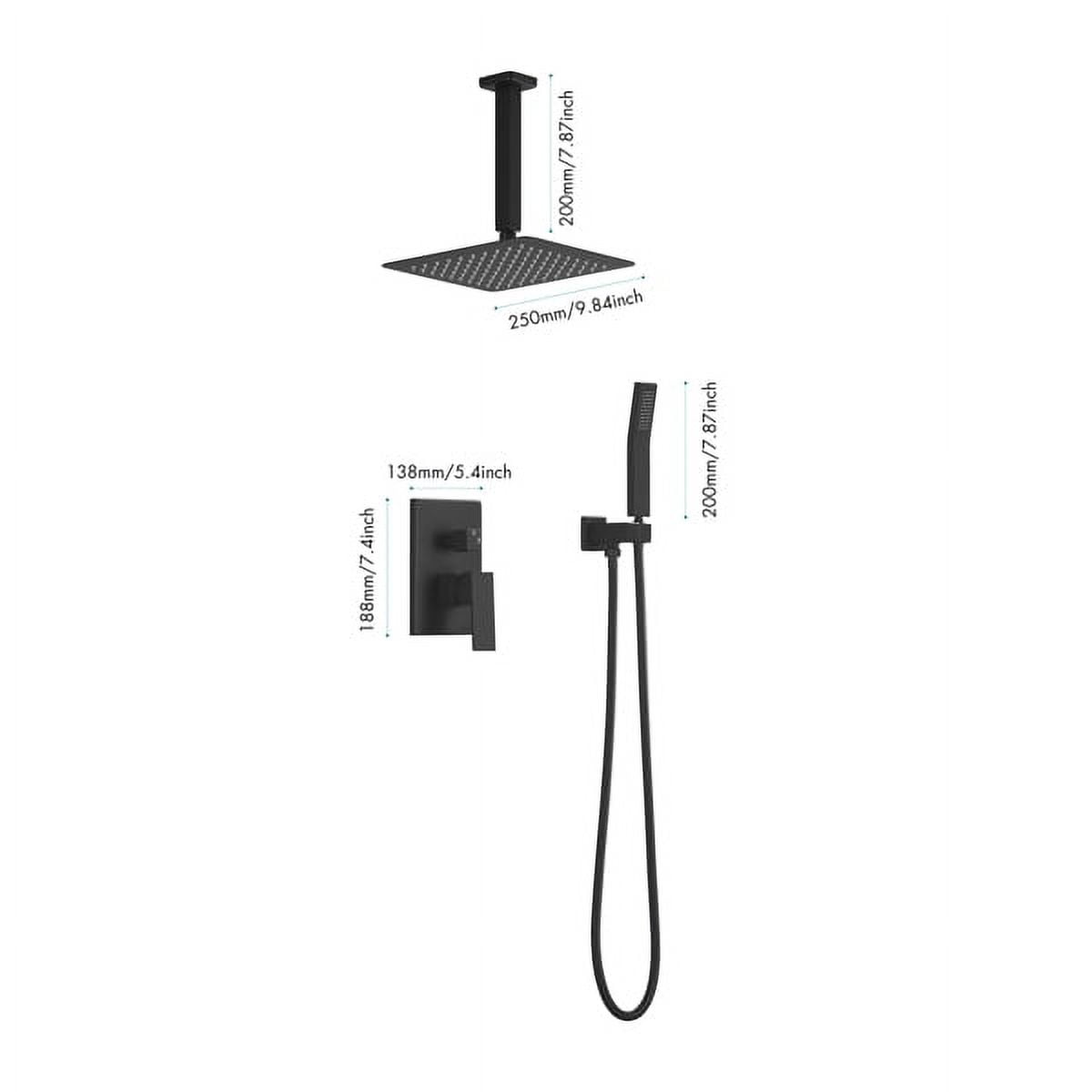 Matte Black Luxury Shower Set – Rainfall Head, Pressure Balance Valve, Brass Mixer & Handheld Sprayer