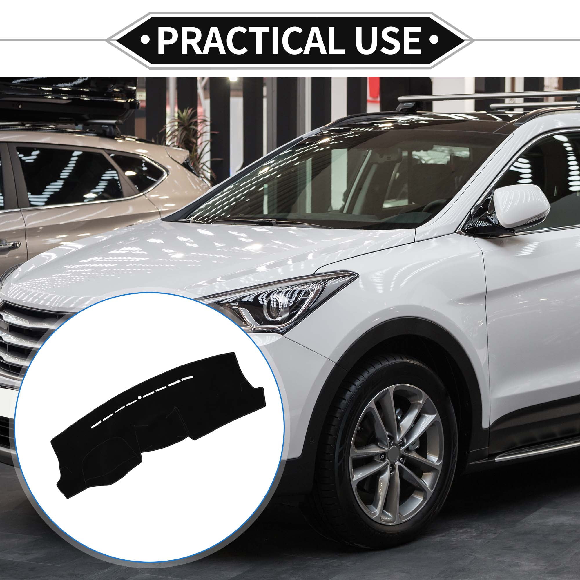 Unique Bargains Dashboard Covers for Hyundai Tucson 2005-2009 Non-Slip Dash Cover Mat Polyester Black Front