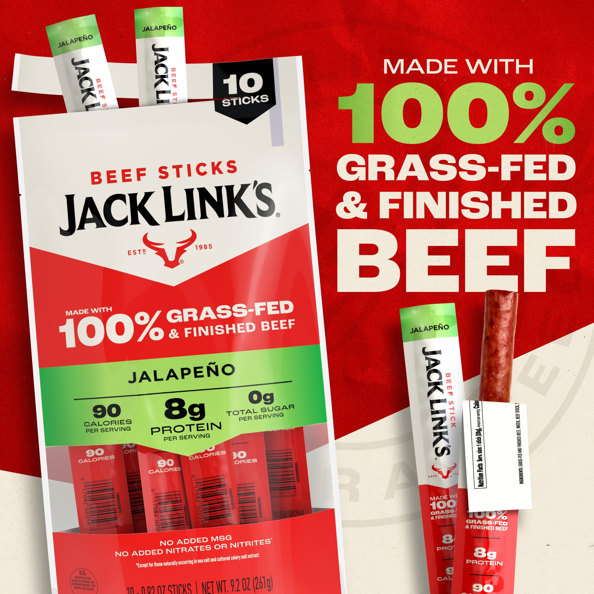 JL 9.2 OZ PREMIUM BEEF JALAPENO STICK 10 COUNT BAG