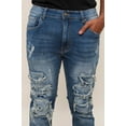 thumbnail image 3 of Victorious Men's Distressed Rip and Repair Denim Jeans DL1119 - Indigo - 36/32, 3 of 6