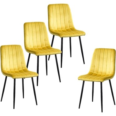 Upholstered Velvet Dining Chairs Set of 4, Modern Dining Side Chairs w/Metal Legs, Modern Cushion Seats and Back for Living Kitchen, Vanity, and Waiting Room