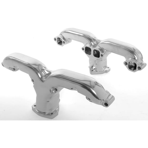 JEGS 30130 Silver Ceramic Coated Rams Horn Style Exhaust Manifolds Fits