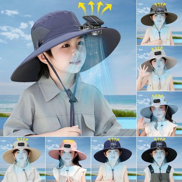 Sombrero ventilador solar para niños - Visera solar recargable con alta potencia eólica para actividades al aire libre, pesca y protección solar en verano